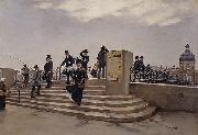 Jean Beraud, A Windy Day on the Pont des Arts